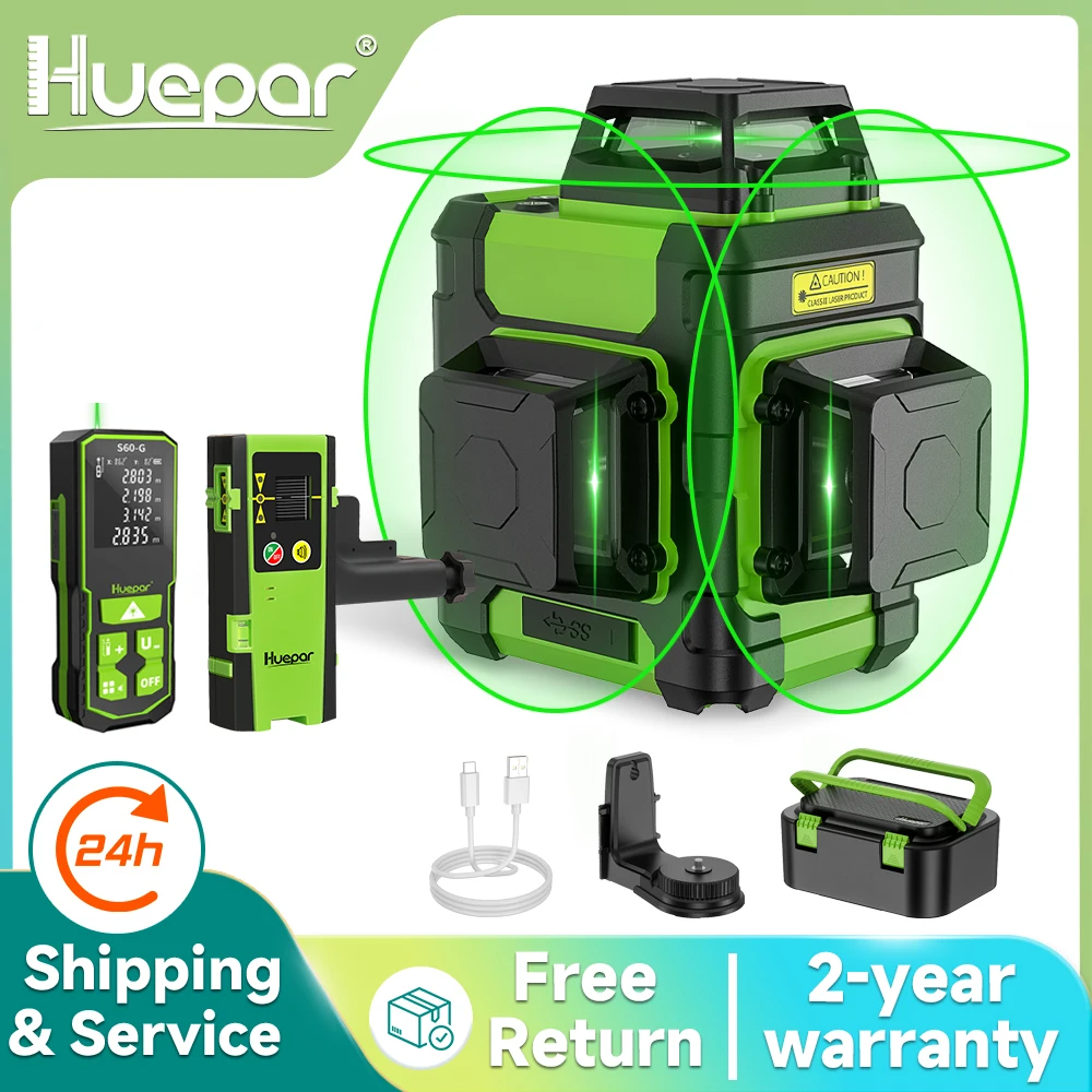 Green Beam Laser Level 12 Line - Huepar AVEN03CG-Niveau laser à faisceau vert