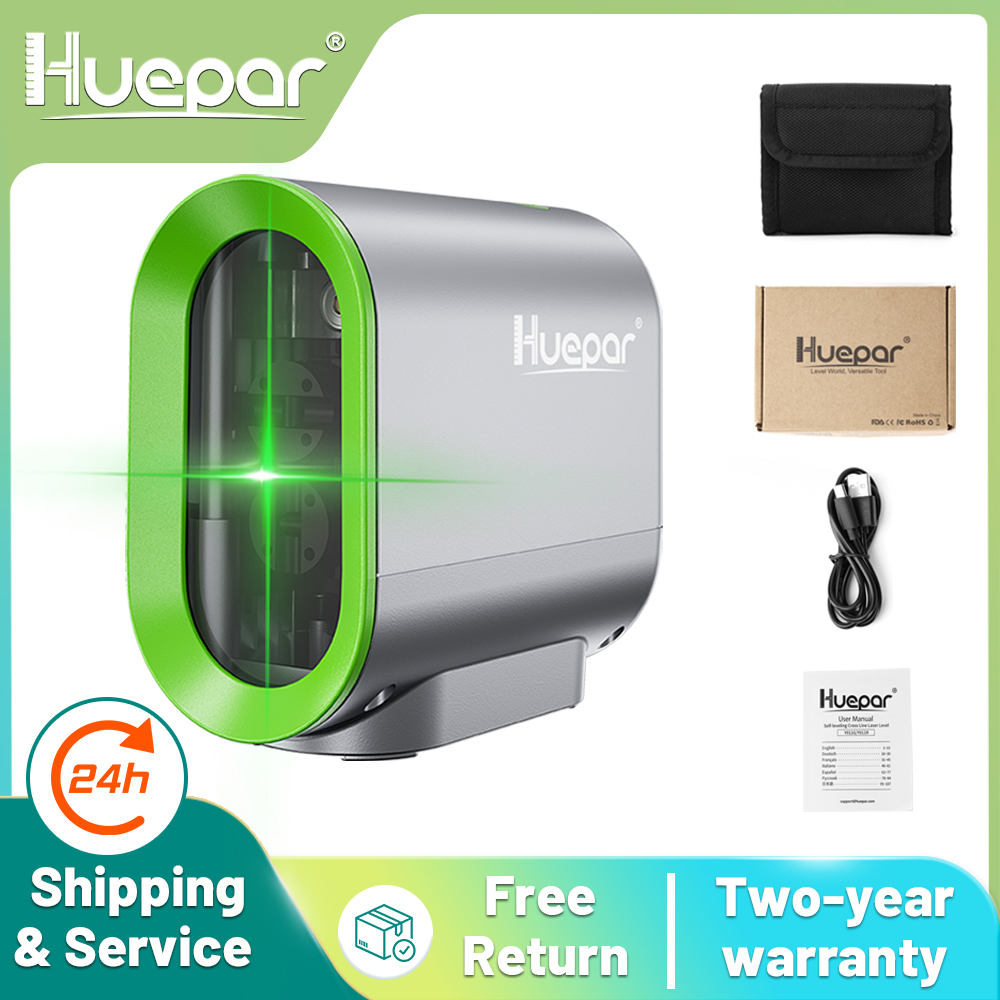 Laser Level Rechargeable Usb - Huepar 2 Lignes Niveau Laser Auto-Nivelant