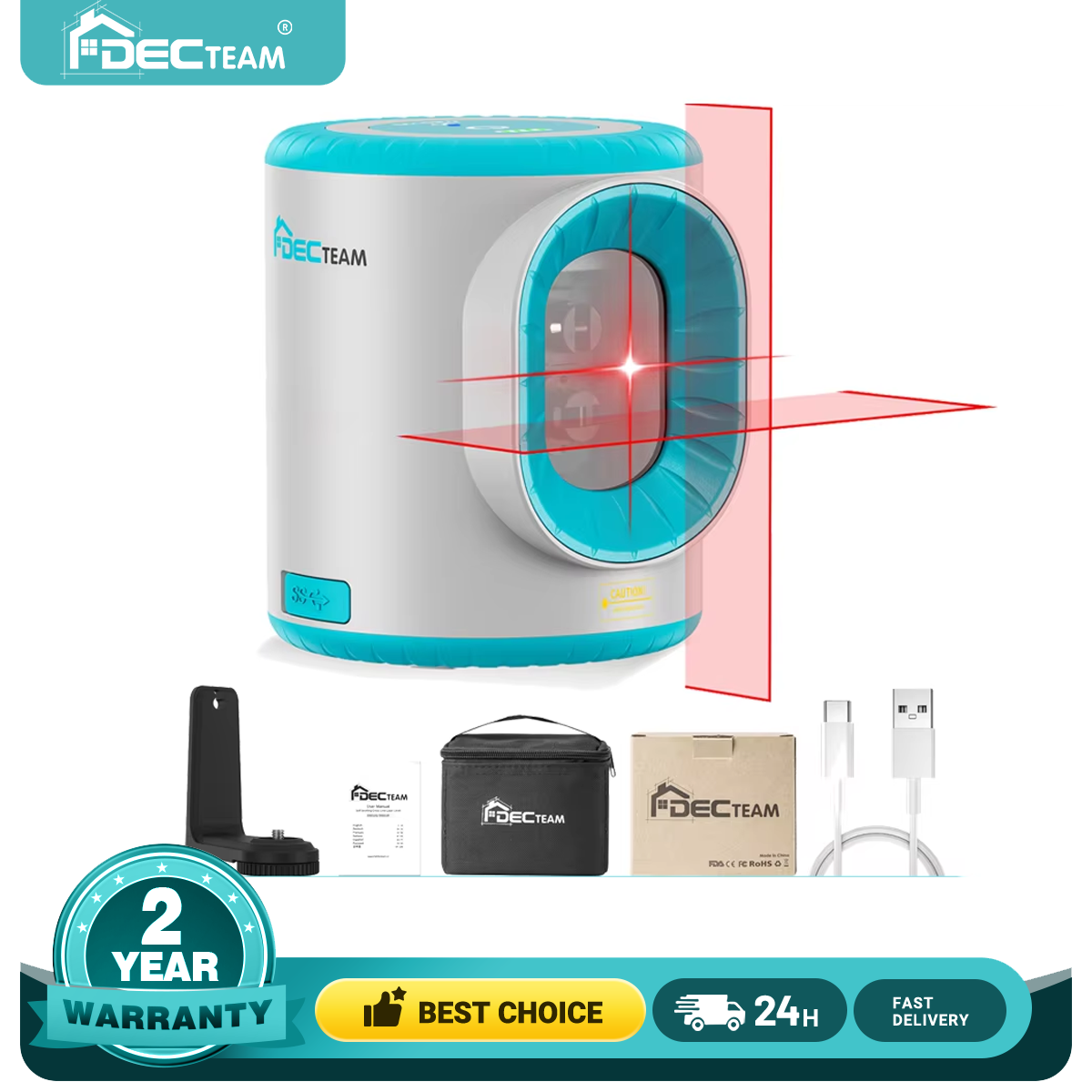 Laser Level Rechargeable Usb - Niveau laser 2 lignes croisées vertes