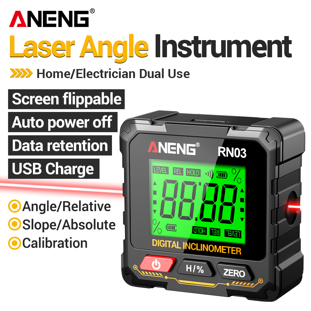 Laser Level Rechargeable Usb - ANENG, rapporteur d'angle numérique rechargeable, inclinomètre