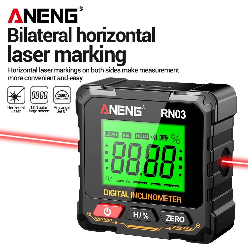 Laser Level Rechargeable Usb - Rapporteur d'angle numérique magnétique ANENG RN03,