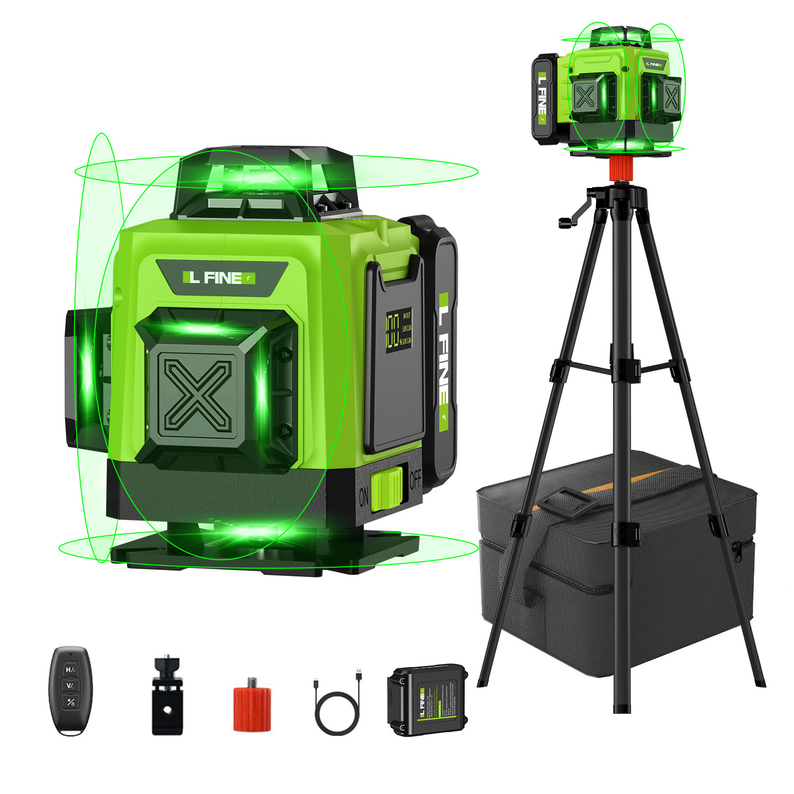 Laser Level 4D 16 Line Green - niveau Laser auto-nivelant horizontale verticale croix