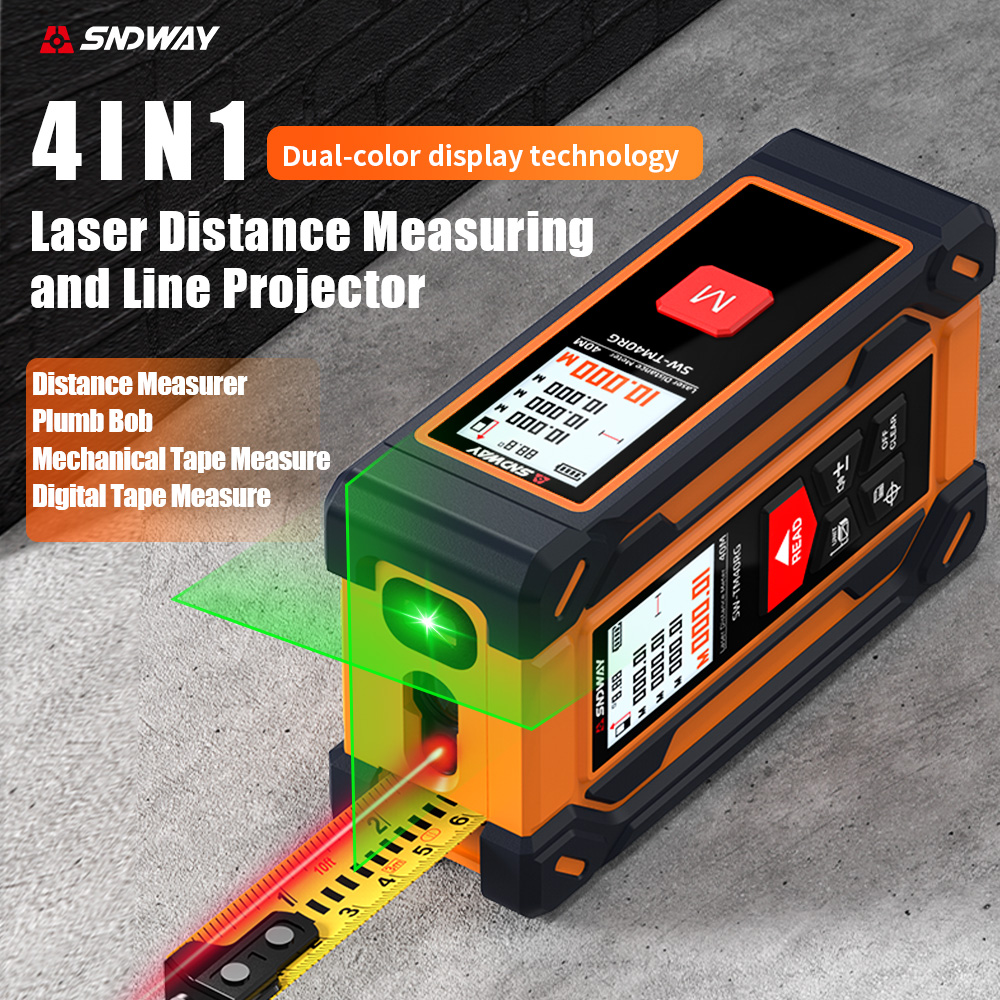 Laser Level Rechargeable Usb - SNDWAY Télémètre laser 4-en-1 avec niveau