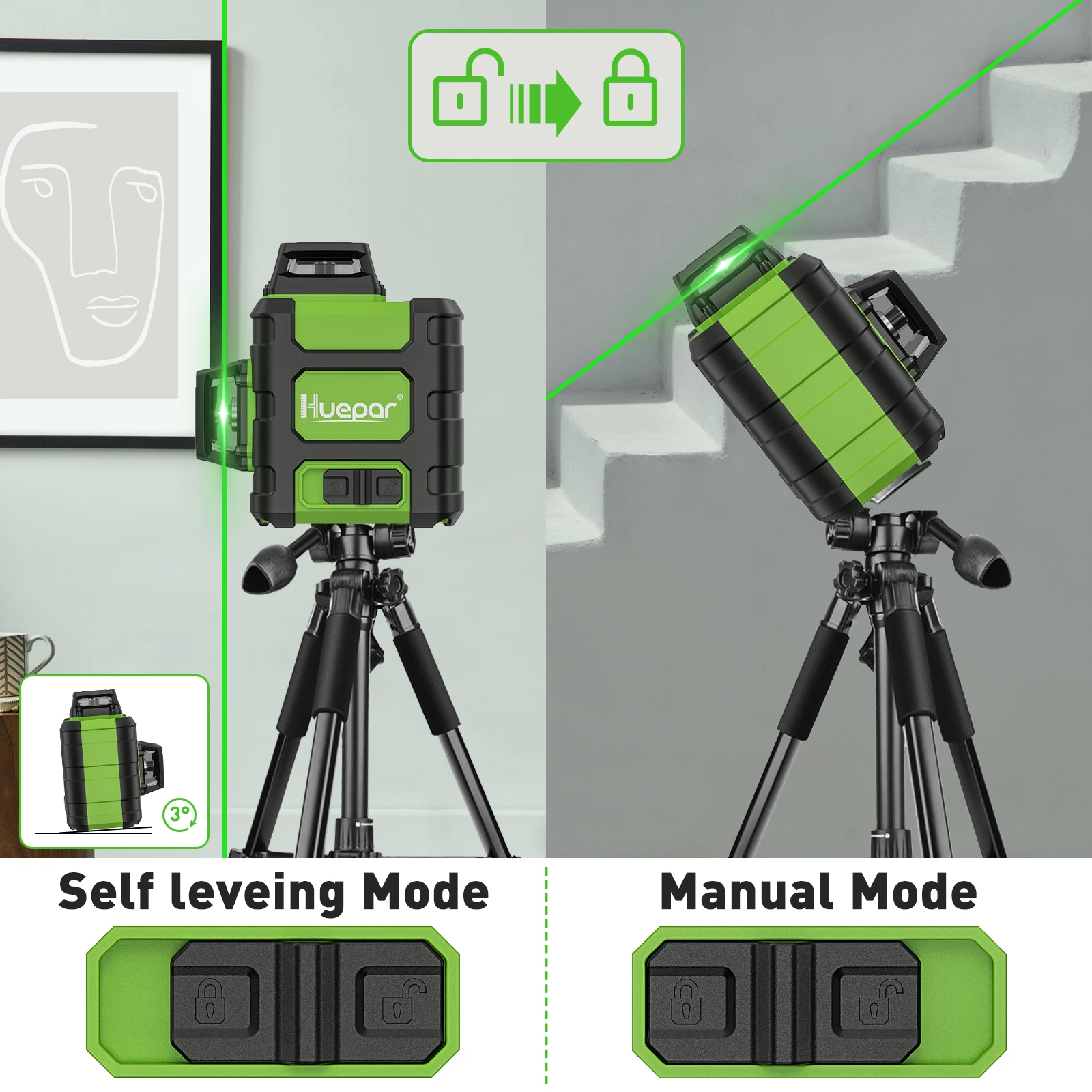 Huepar AVEN03CG-Niveau laser à - Green Beam Laser Level 12 Line avis et prix