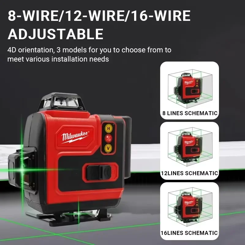 Milwaukee 8D16X Niveau laser v - Laser Level 4D 16 Line Green avis et prix