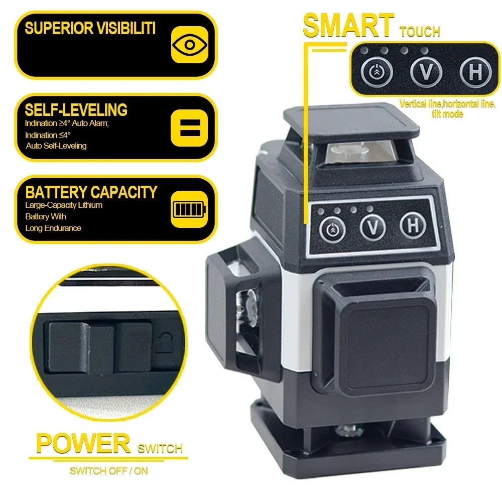Mini niveau laser 12/16 lignes - Laser Level 3D Cross Line Self Leveling avis et prix