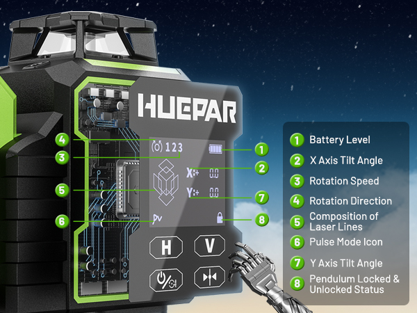 Niveau laser vert Huepar W04CG - Laser Level 4D 16 Line Green avis et prix