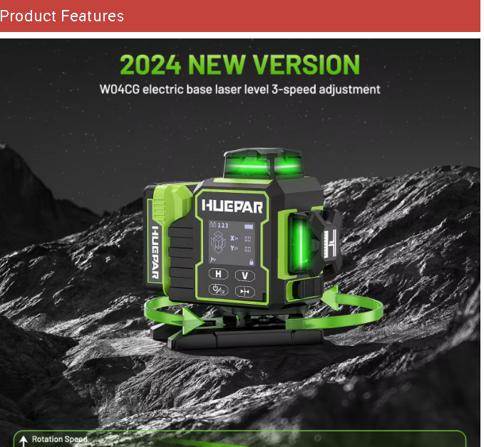 Niveau laser vert Huepar W04CG - Laser Level 4D 16 Line Green avis et prix