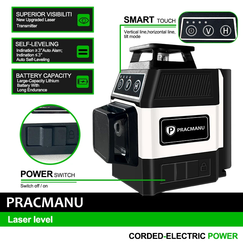 Pracmanu Mini 12 lignes niveau - Green Beam Laser Level 12 Line avis et prix