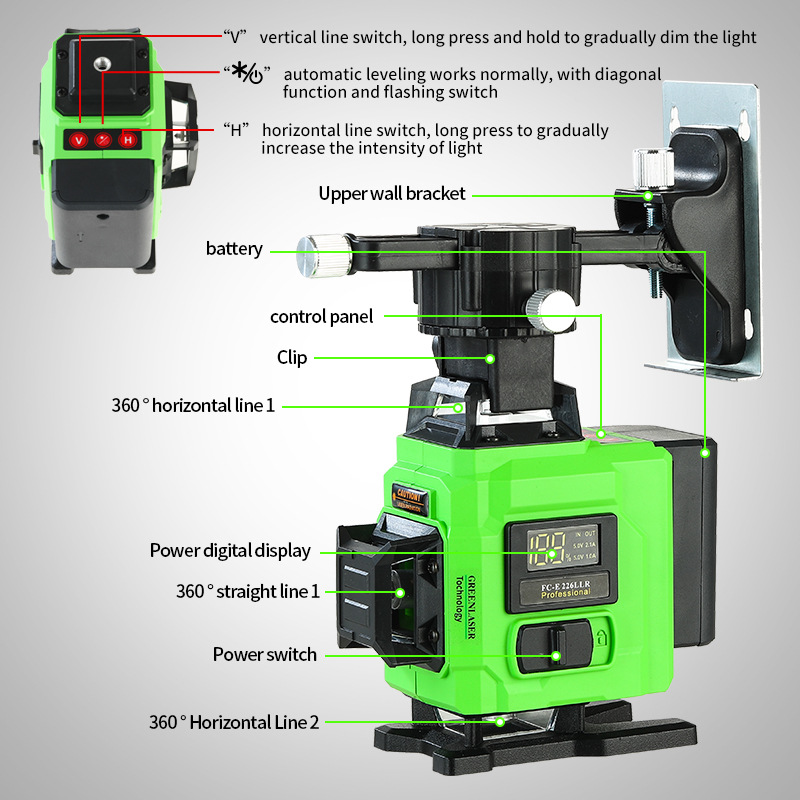 Niveau Laser vert en gros-4D 1 - Laser Level Outdoor Bright Green avis et prix
