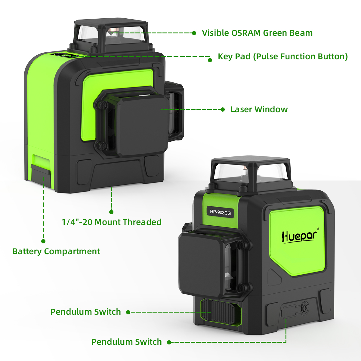 Huepar-Ensemble de niveau lase - Green Beam Laser Level 12 Line avis et prix