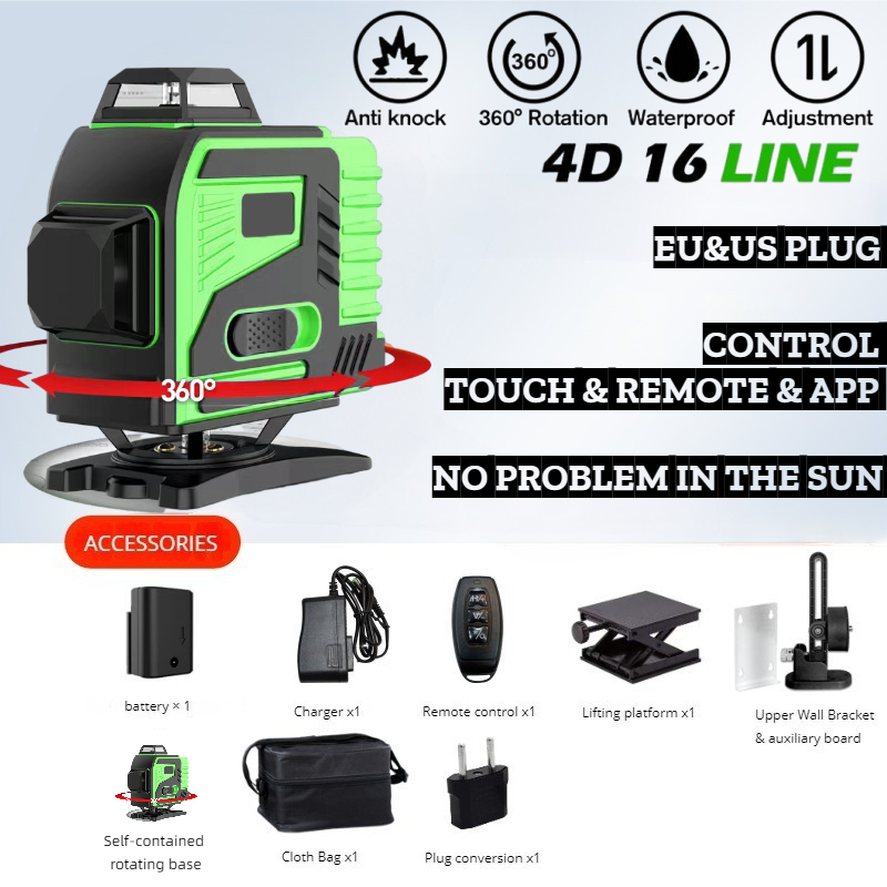 Trépied/Niveau laser 16 lignes - Laser Level 4D 16 Line Green avis et prix