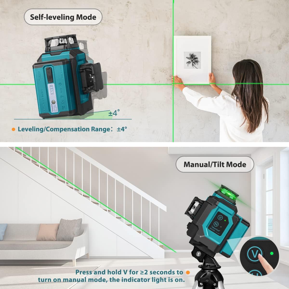 Pour 3x360 °   Niveau laser ve - Laser Level 3D Cross Line Self Leveling avis et prix