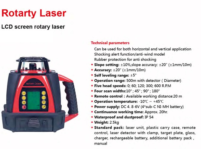 Heipoe – laser rotatif à nivel - Rotary Laser Level 500M Range avis et prix